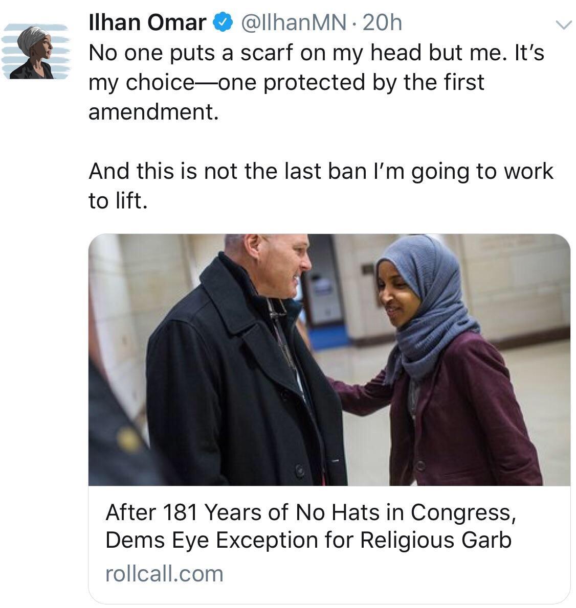 Congresswoman+Ilhan+Omar+lifts+ban+on+religious+headscarves+after+181+years.