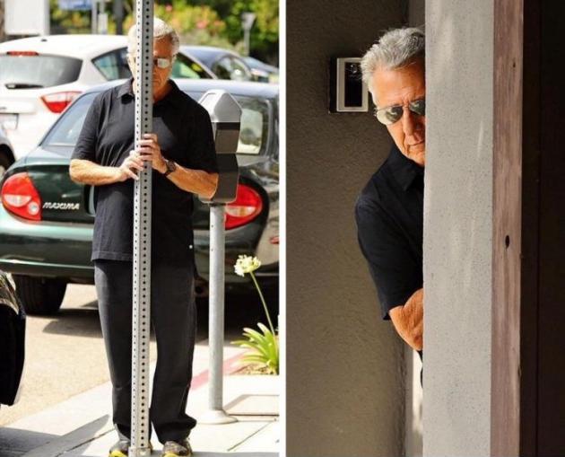 Dustin+Hoffman+trying+to+avoid+the+paparazzi.
