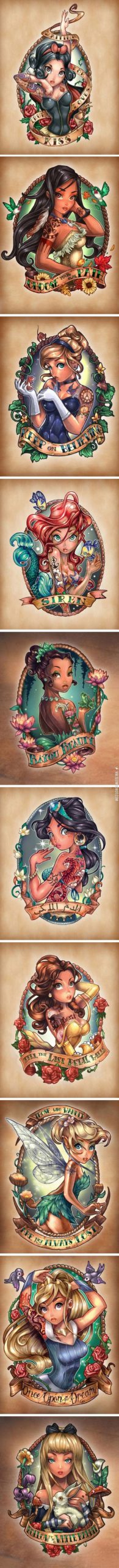 Disney+princesses+as+pin-up+girls.