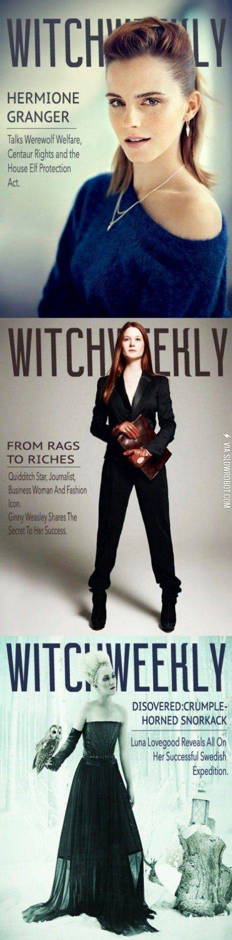 Hermione%2C+Ginny+and+Luna+all+grown-up+and+on+the+cover+of+Witch+Weekly.