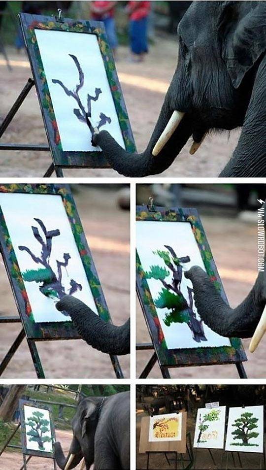 Elephant+Painting+A+Tree