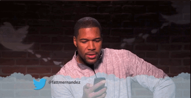 Michael+Strahan+reads+a+tweet+about+himself