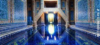 The+Majestic+Azure+Blue+Indoor+Pool+At+Hearst+Castle