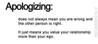 Apologizing.