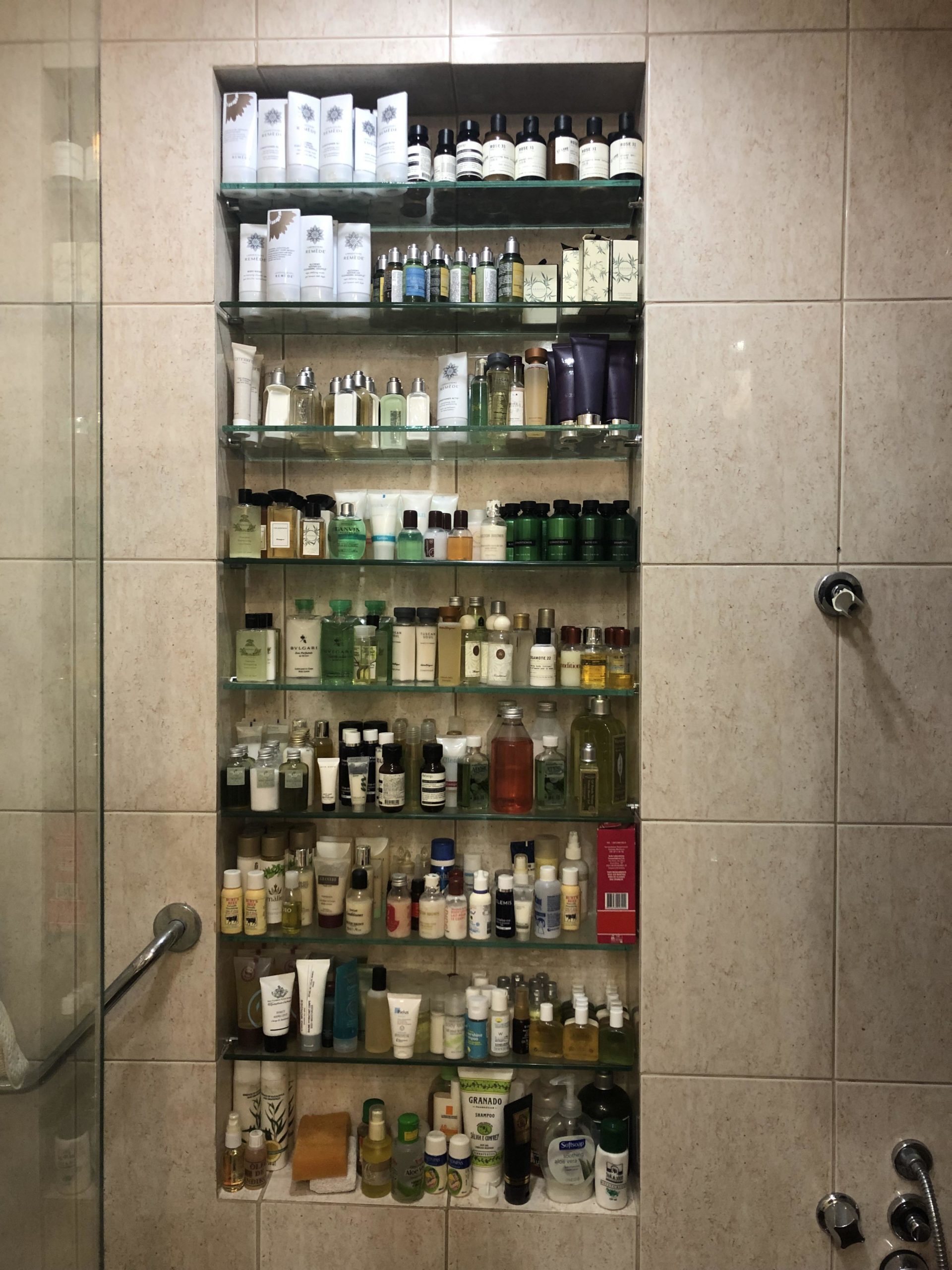 My+grandpa+travels+a+lot+and+keeps+all+the+little+hotel+shampoos