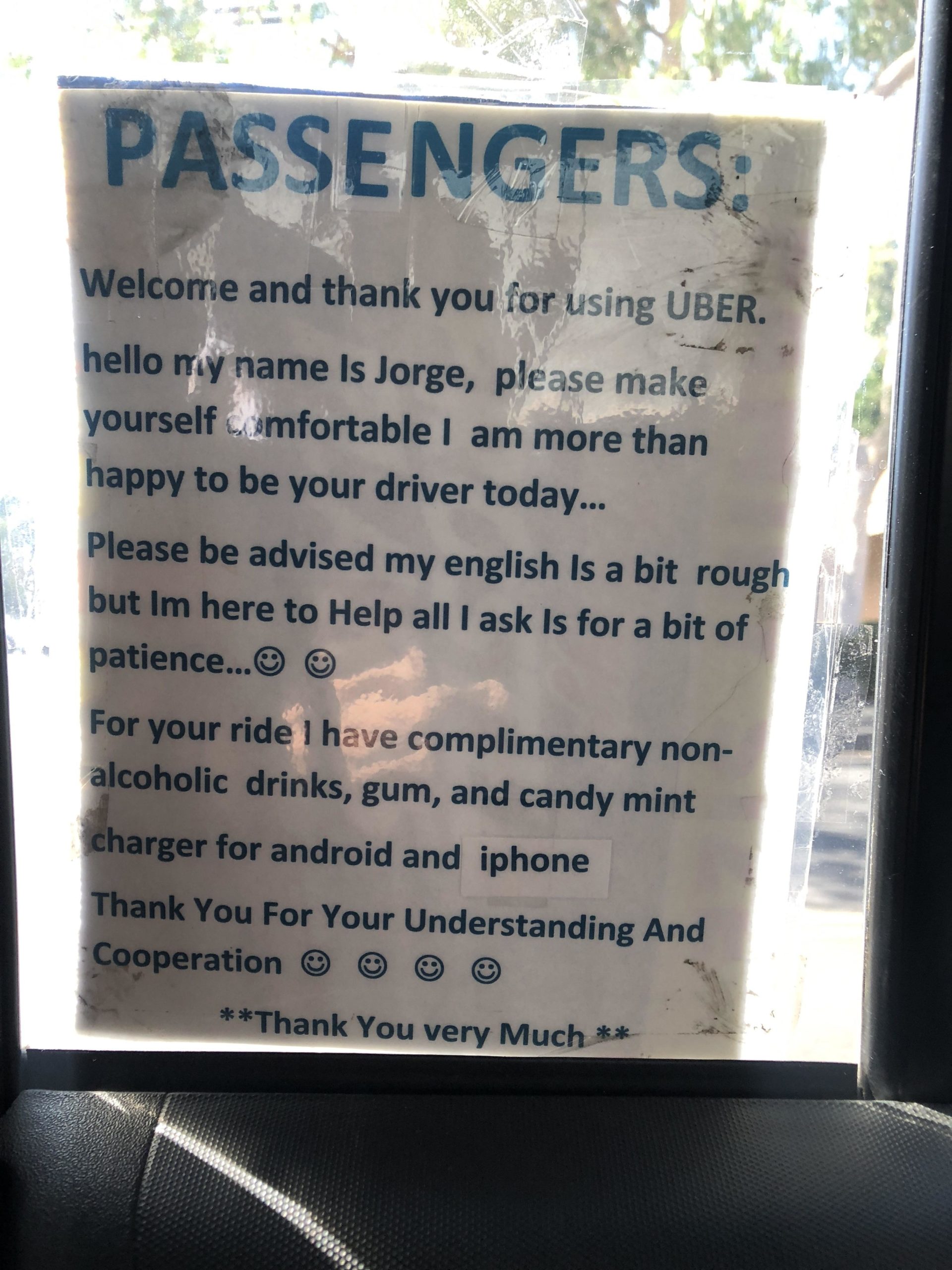 This+sign+in+my+Uber+drivers+car+today