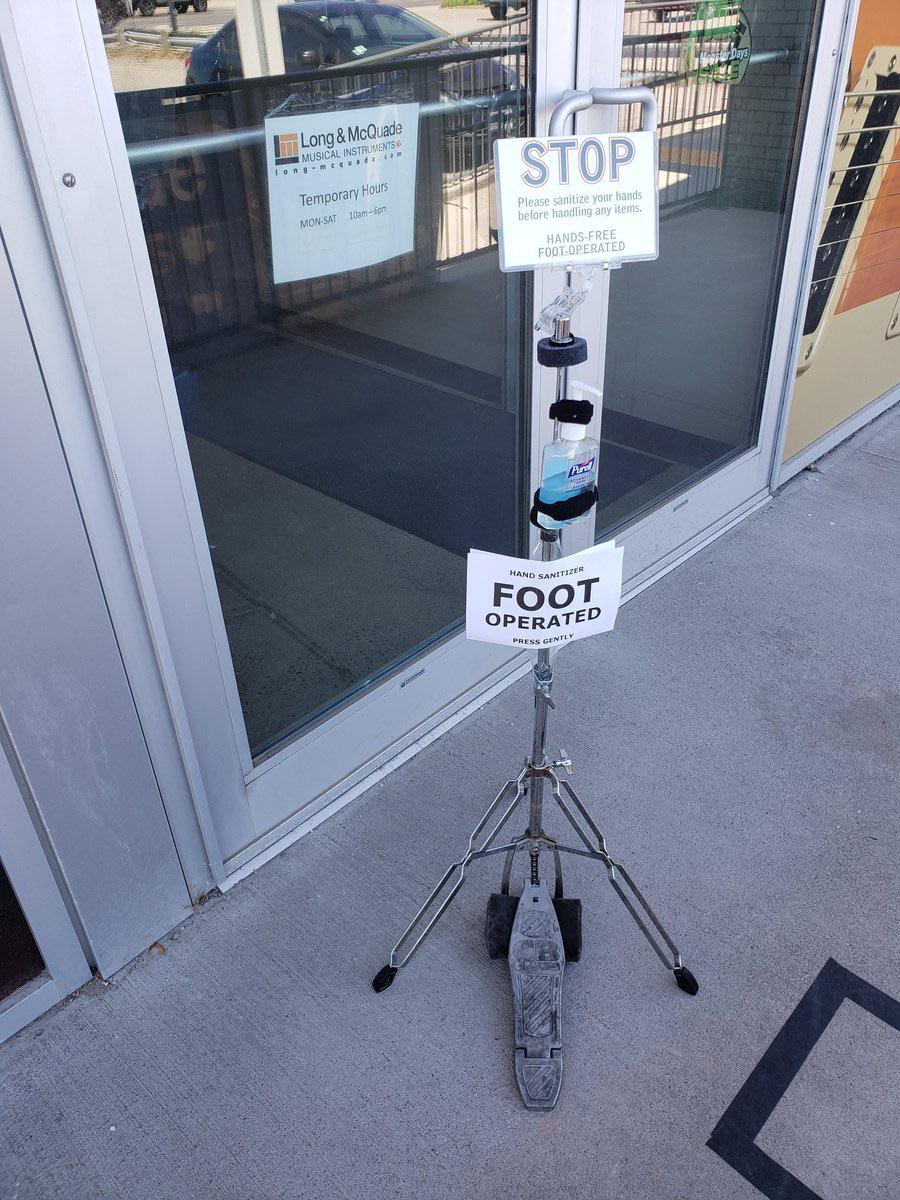 Music+store+made+a+hands+free+sanitizing+station+with+a+high+hat.