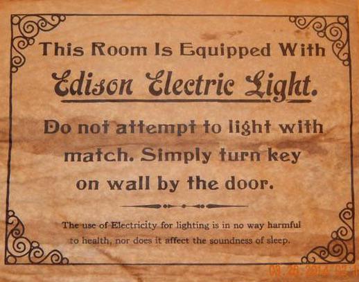 The+original+sign+explaining+how+to+turn+on+an+electric+light.
