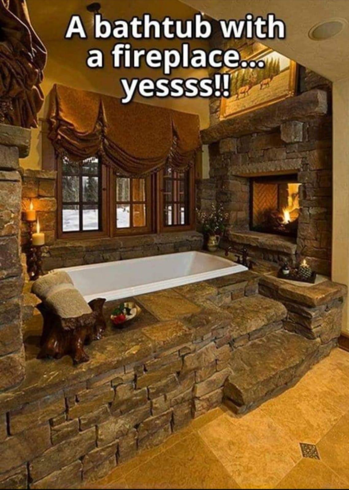 bathtub+with+a+fireplace